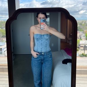 WeWoreWhat Denim Corset Top